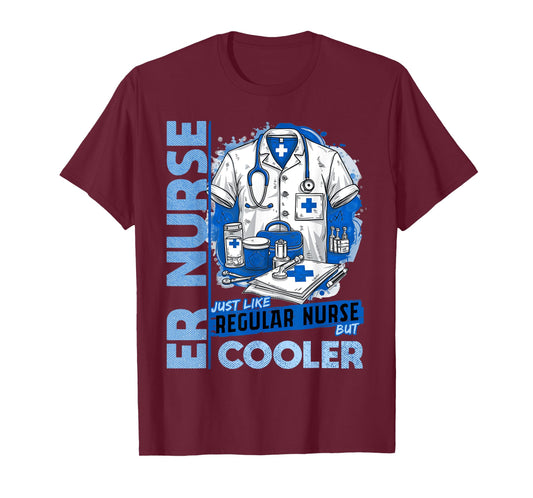 Cool ER Nurse Apparel Unisex Healthcare Professionals ER Nurse T-Shirt Black Small Modern Classic U-Neck Short Sleeve Humorous ER Nurse Design