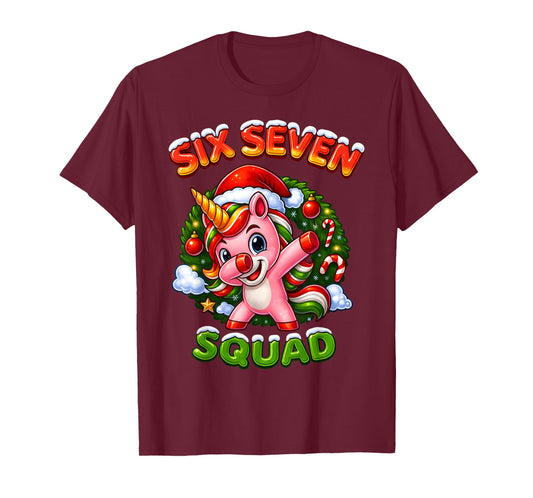 67 Unicorn Christmas Dabbing for Girls Kids 6 7 Meme Cute T-Shirt