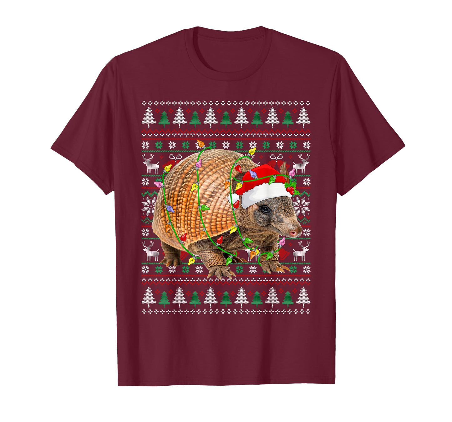 Armadillo Christmas Sweater Santa Hat Ugly Xmas Pajama T-Shirt