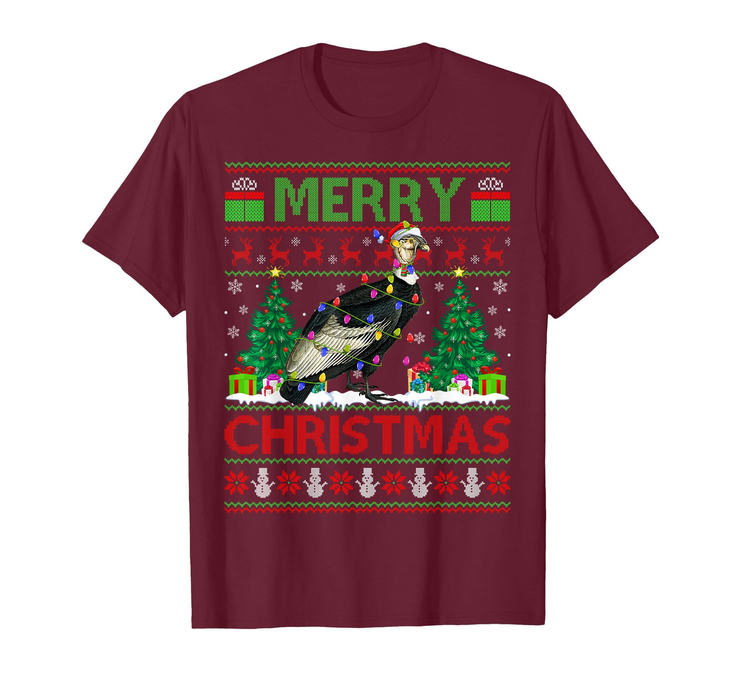 Condor Bird Lover Xmas Tree Ugly Santa Condor Christmas T-Shirt