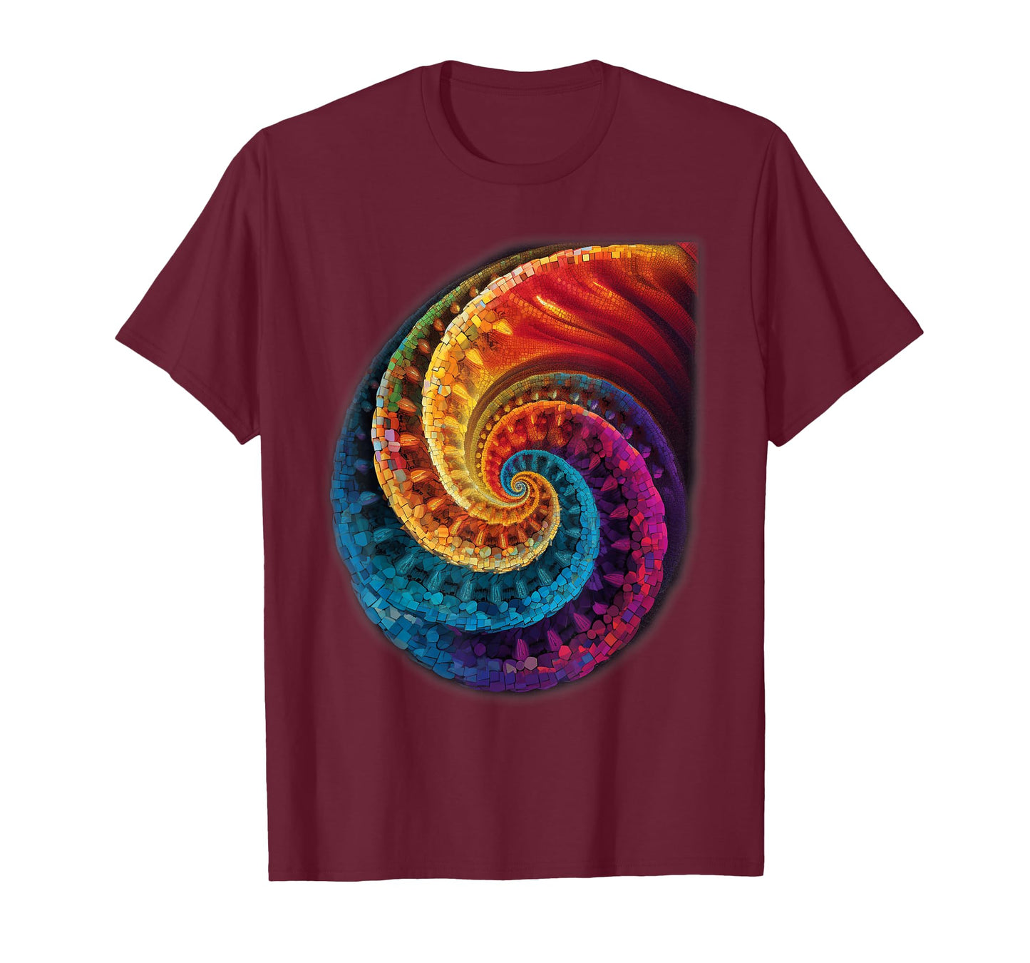 Colorful Fibonacci Spiral Psychedelic Colors Abstract Math T-Shirt