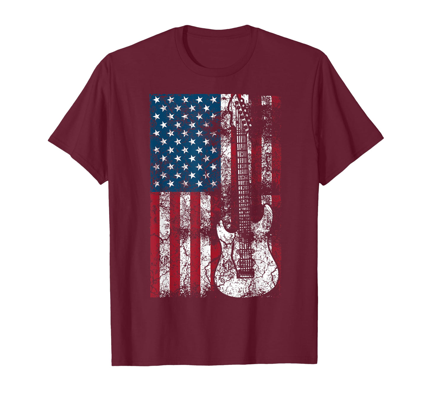 Guitar USA Flag Shirt | Cute Patriotic Guitar Lovers US Gift T-Shirt