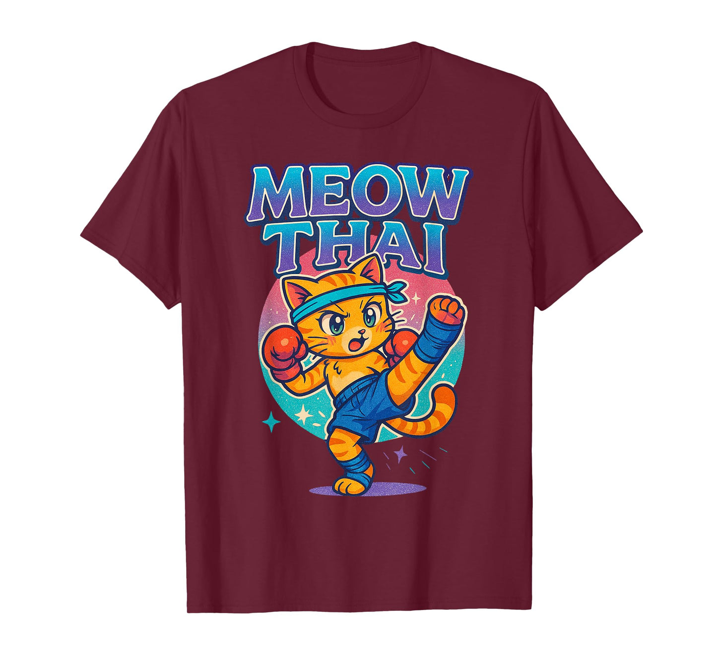 Funny Meow Thai Muay Thai Cat Fighter Pun Dad Joke T-Shirt