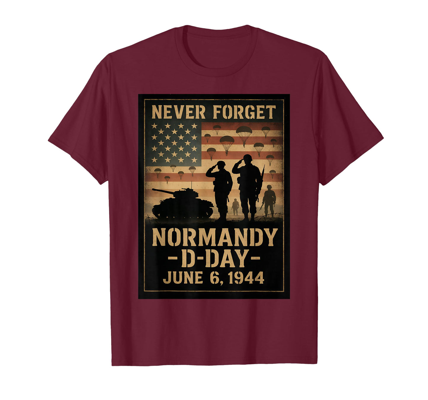 D-Day 81st Anniversary Normandy 1944 Military Tribute Men T-Shirt