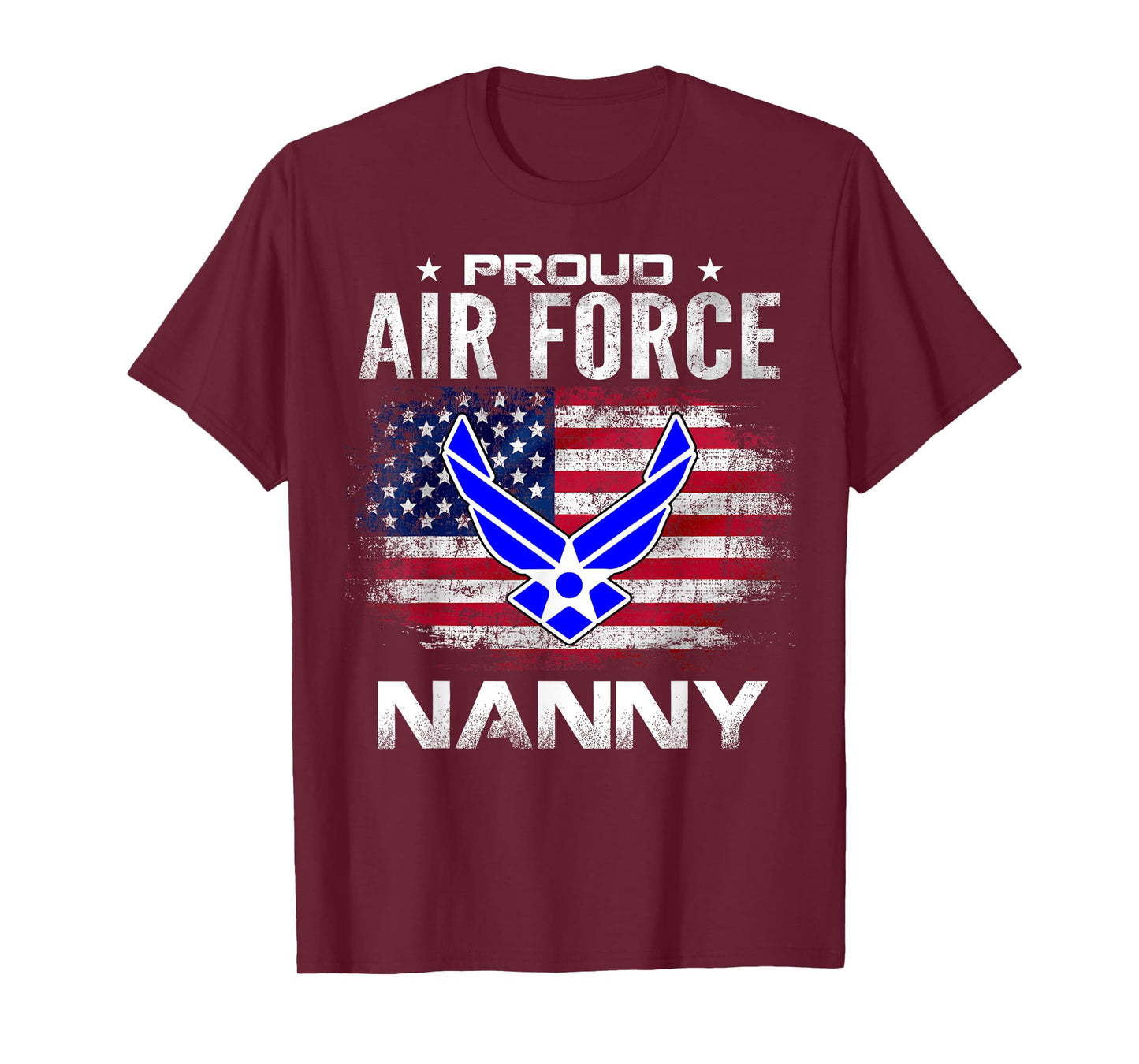 Proud Air Force Nanny With American Flag Gift Veteran T-Shirt