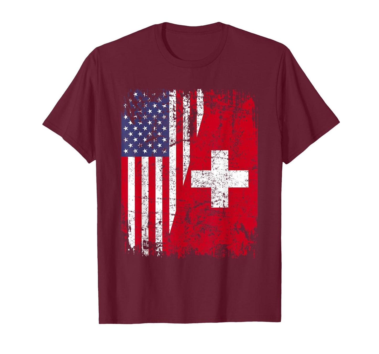 Swiss Roots | Half American Flag | Switzerland T-Shirt