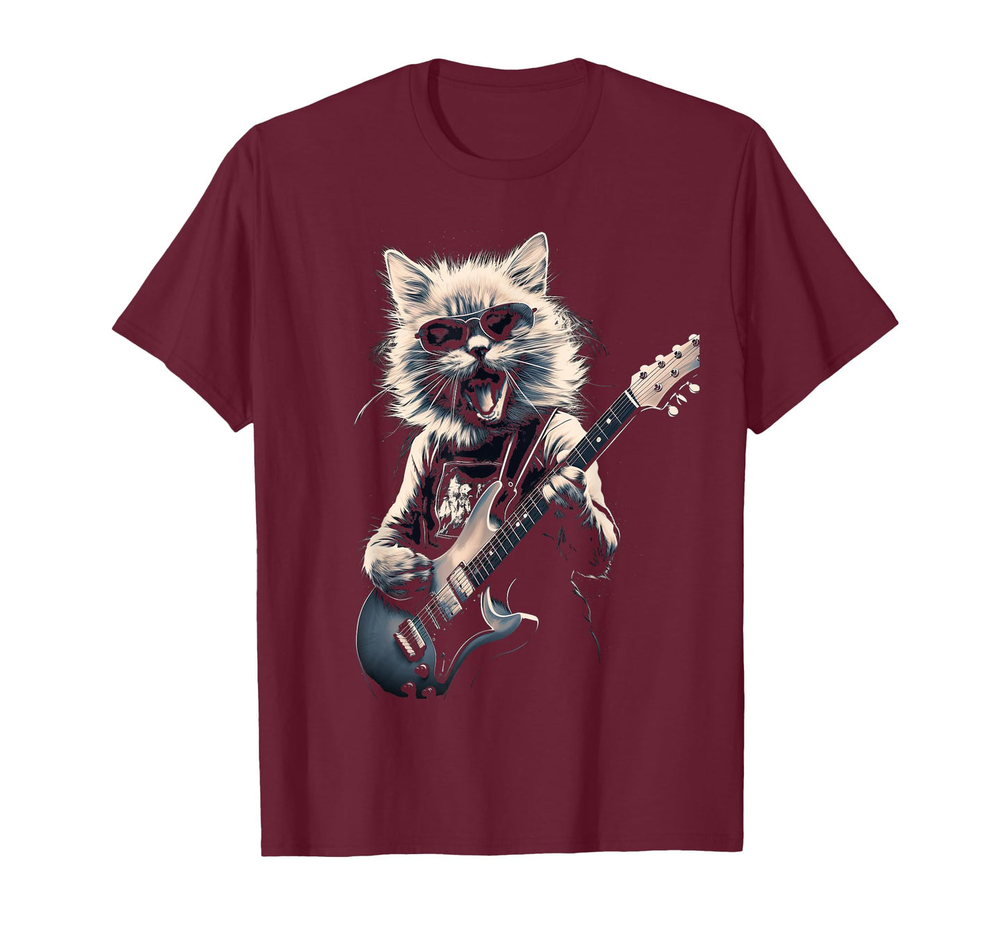 Cat Playing Bass Guitar Guitarist Rocker Cool T-Shirt