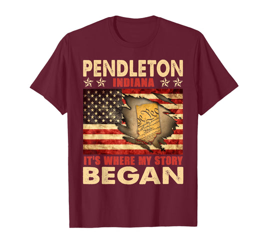 Pendleton Indiana USA Flag 4th Of July Women Kids Men T-Shirt