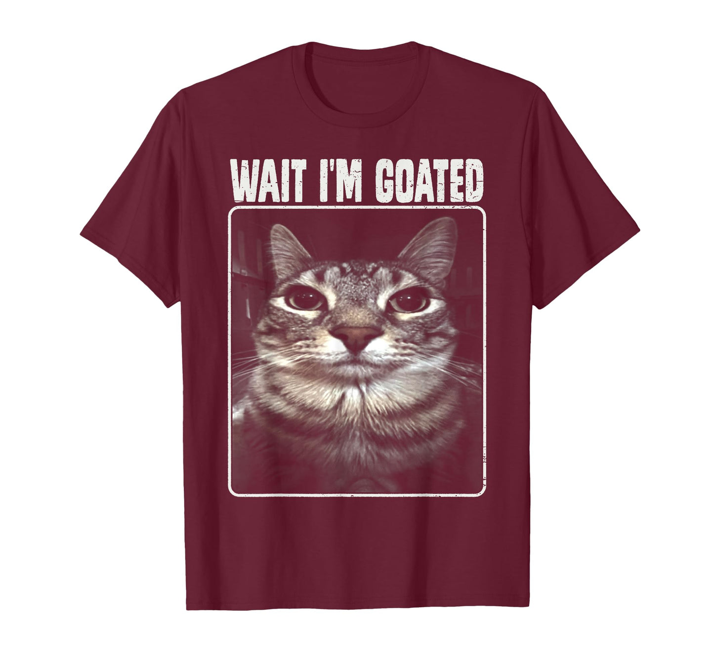 Wait I'm Goated Meme Silly Cat T-Shirt for Men Women Girls Kids