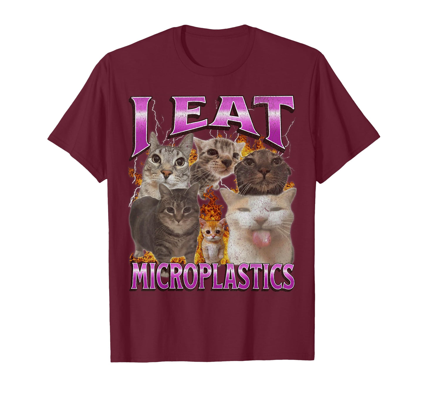 I Eat Microplastics Funny Cat Meme Bootleg Graphic T-Shirt