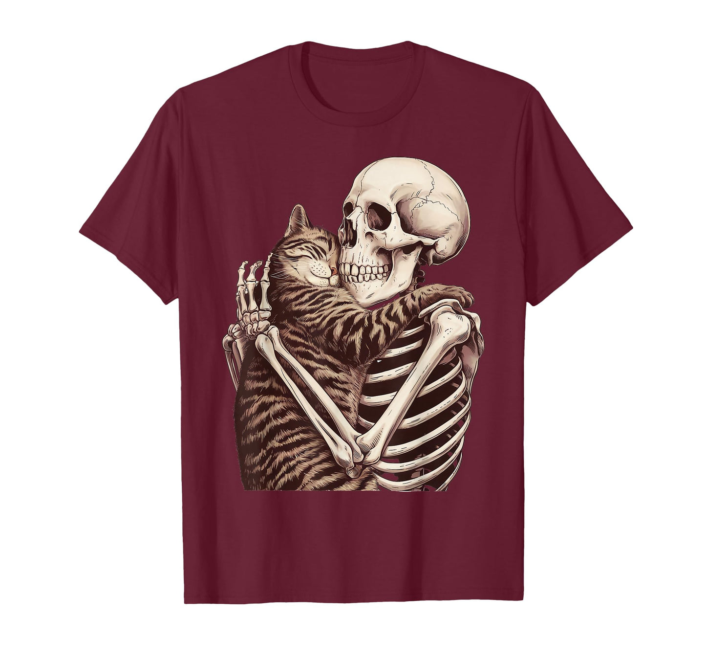 Skeleton Hugging Cat Gifts for Cat Mom Cat Dad Cat Lover T-Shirt