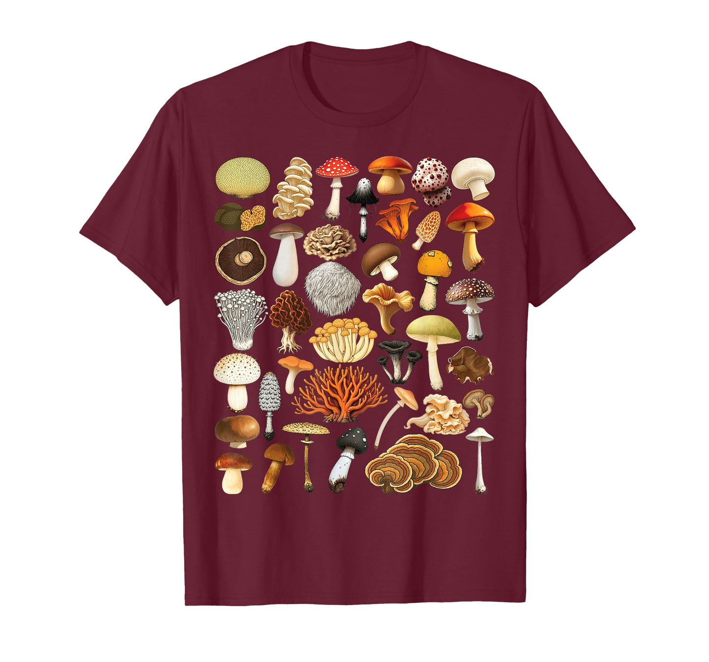 Types of Mushrooms Mycology Fungi Foraging Mushroom Lovers T-Shirt