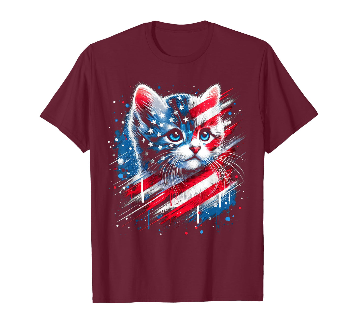 Patriotic kitten or American flag inspired cat T-Shirt