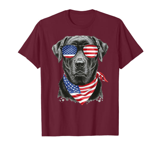 Patriotic Black Labrador Retriever American 4th of July T-Shirt