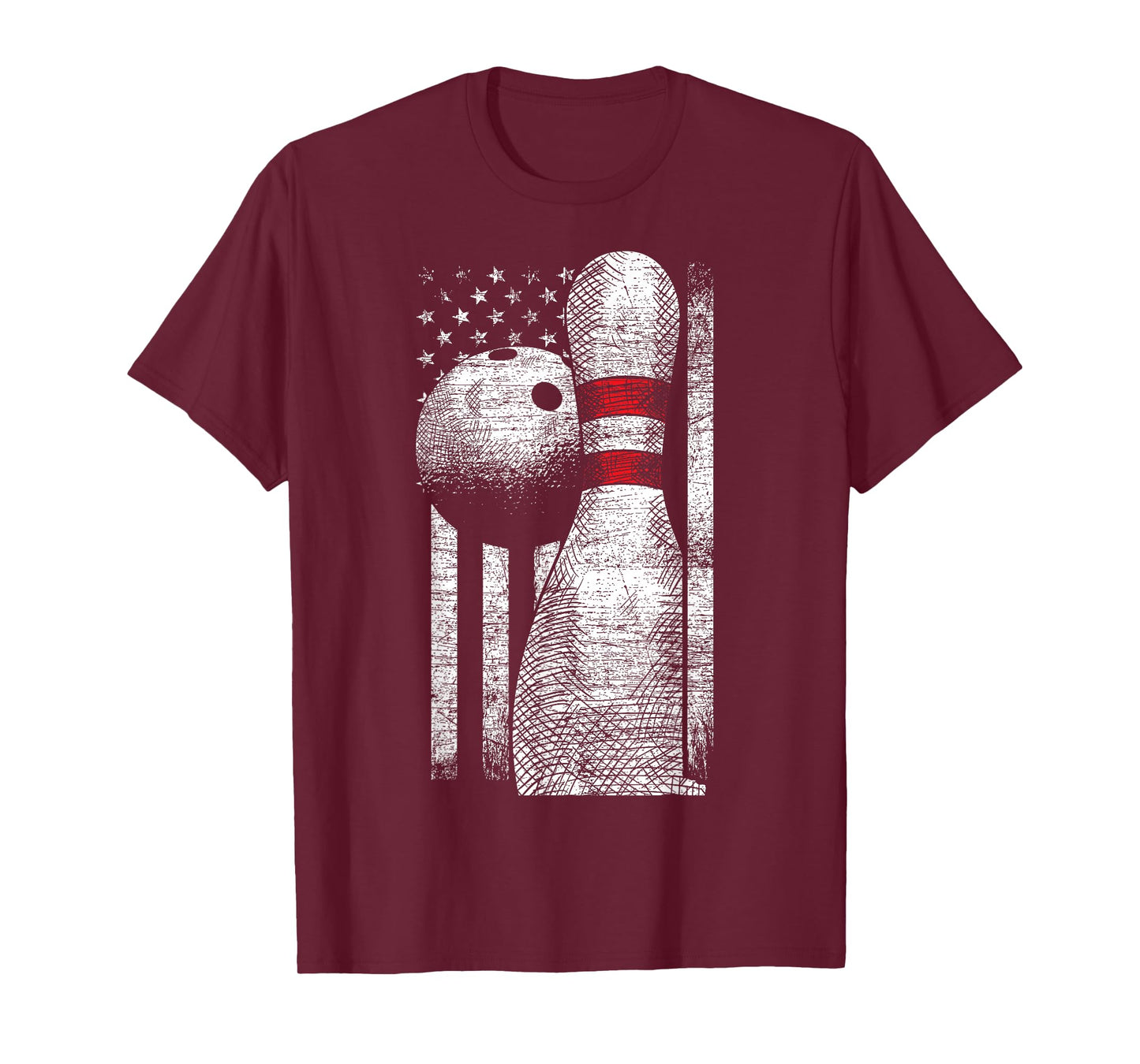 USA Flag Patriotic American Bowler Gift Bowling Ball Bowling T-Shirt