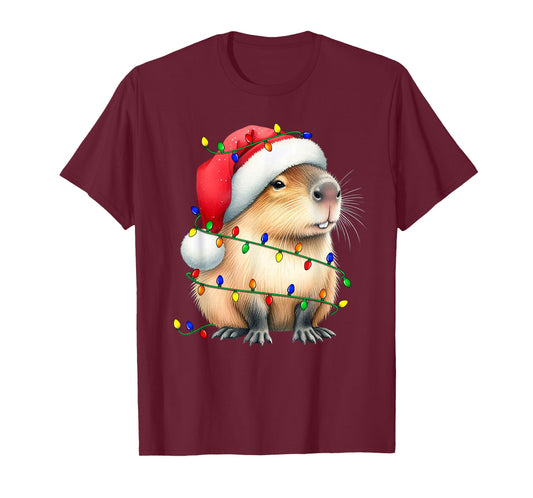 Capybara Wearing Santa Hat Christmas Capybara Lover Xmas Kid T-Shirt