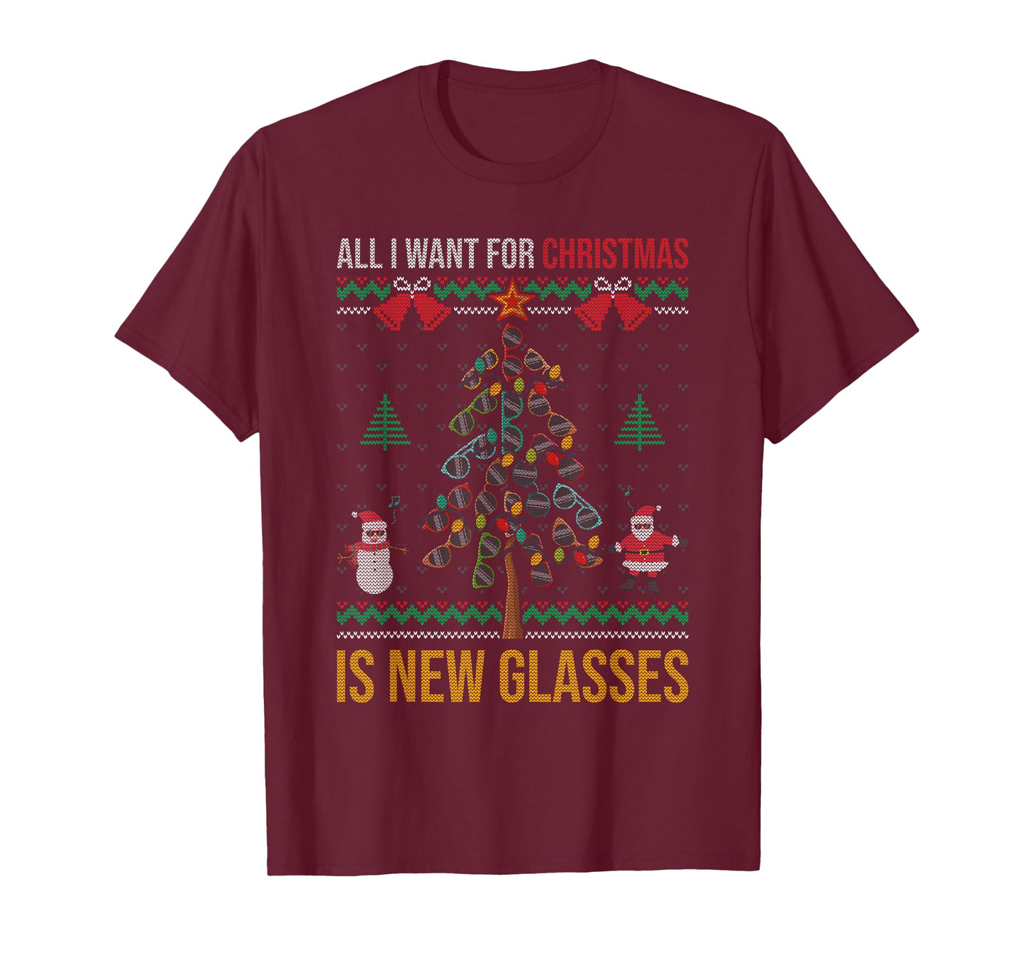 All I Want For Christmas Is New Glasses Optometrist Optician T-Shirt