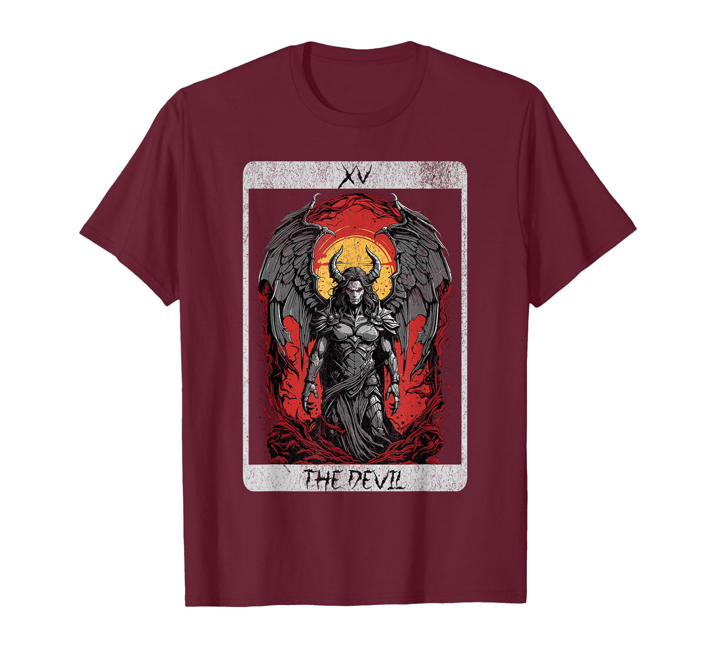 Vintage The Devil Tarot Card Occult Satan Unholy Horror Men T-Shirt