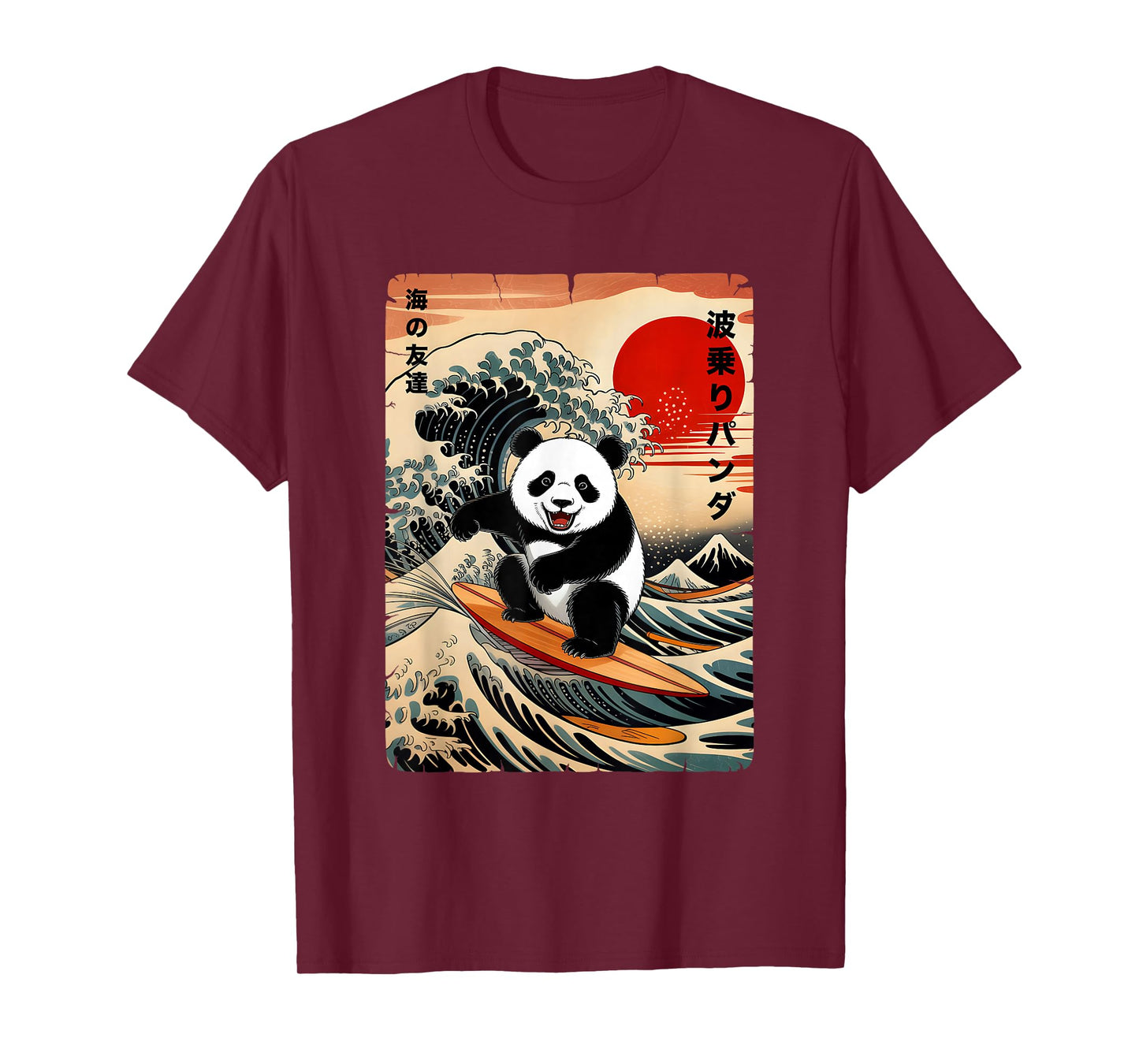 Japan Surfing Panda Kawaii Anime GreatWave Surfing Japanese T-Shirt