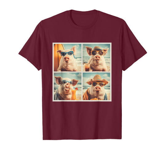 Cool Pigs with Sunglasses Farm Animal Vacation Beach Summer T-Shirt