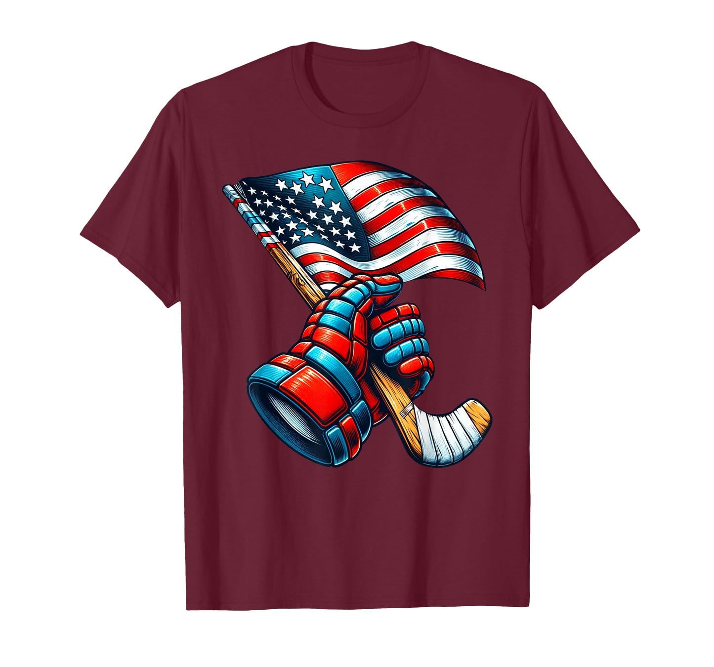 Patriotic Ice Hockey 4th of July USA Independence Day T-Shirt