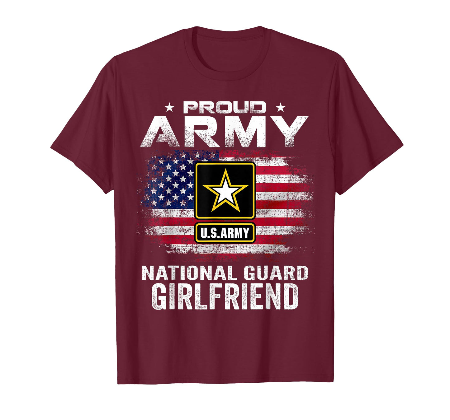 Proud Army National Guard Girlfriend With American Flag Gift T-Shirt