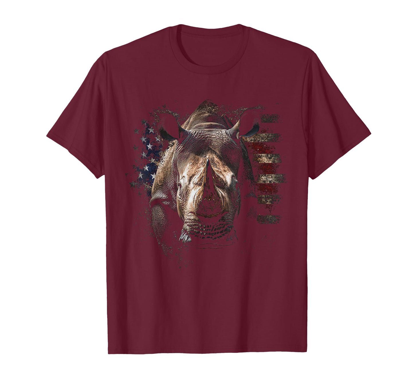 Patriotic Rhino Vintage American Flag Design T-Shirt