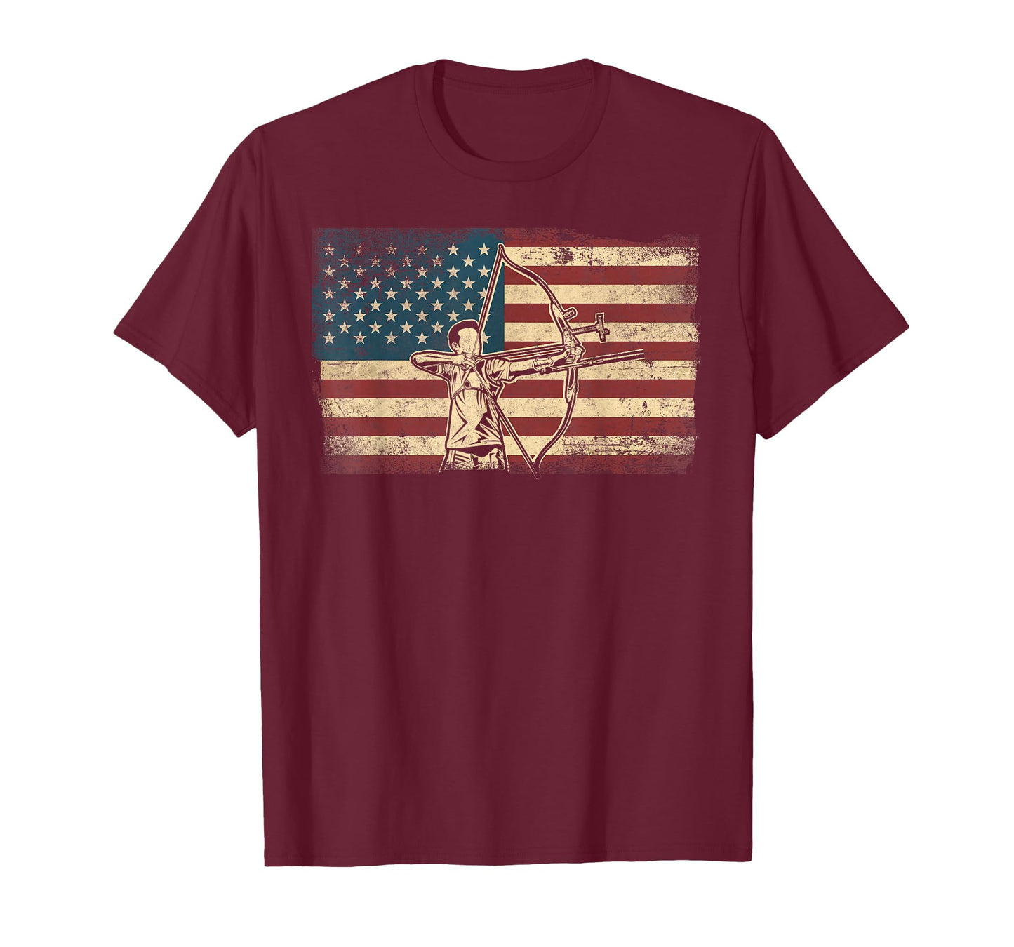 Archery Bow Archer Usa American Flag Vintage Compound Bow T-Shirt