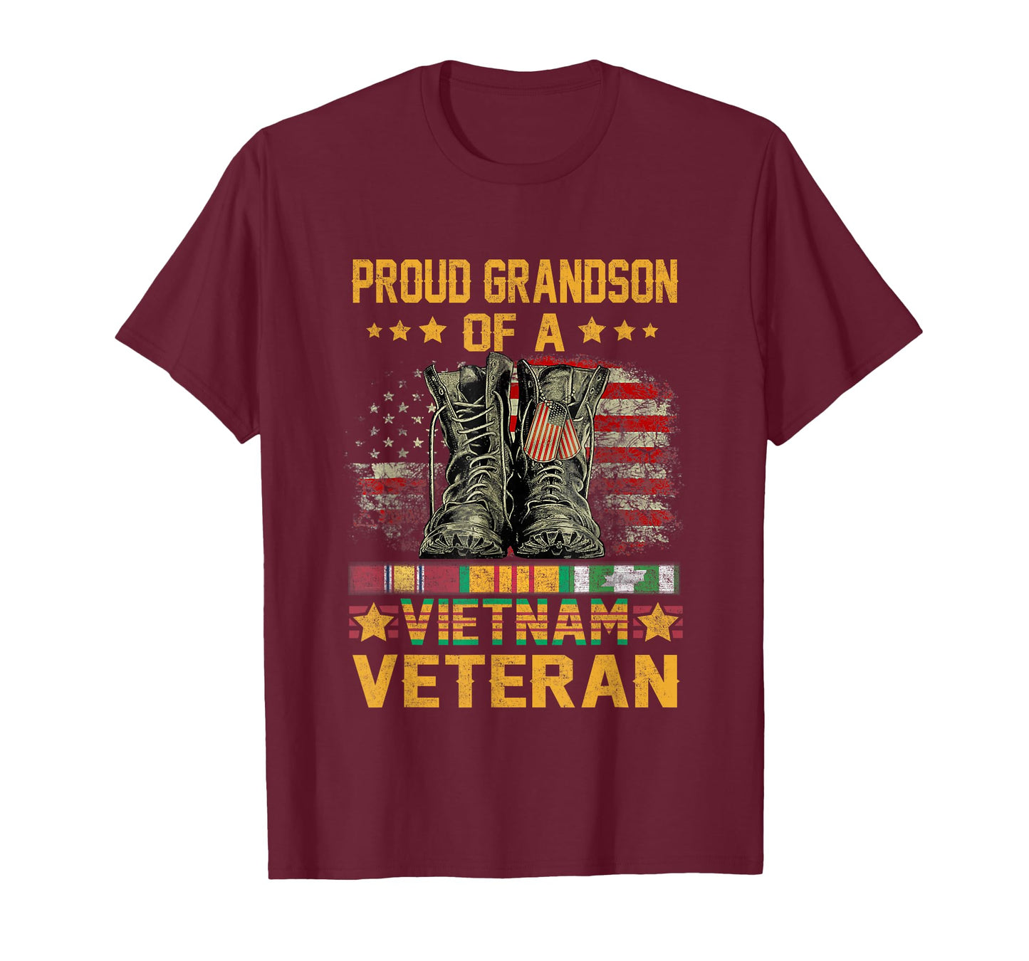Proud Grandson of A Vietnam Veteran Flag American USA T-Shirt