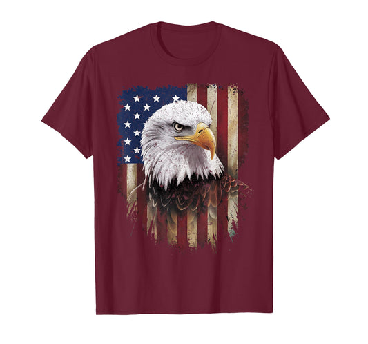 American Flag Bald Eagle Patriotic 4th Of July Man Boys T-Shirt