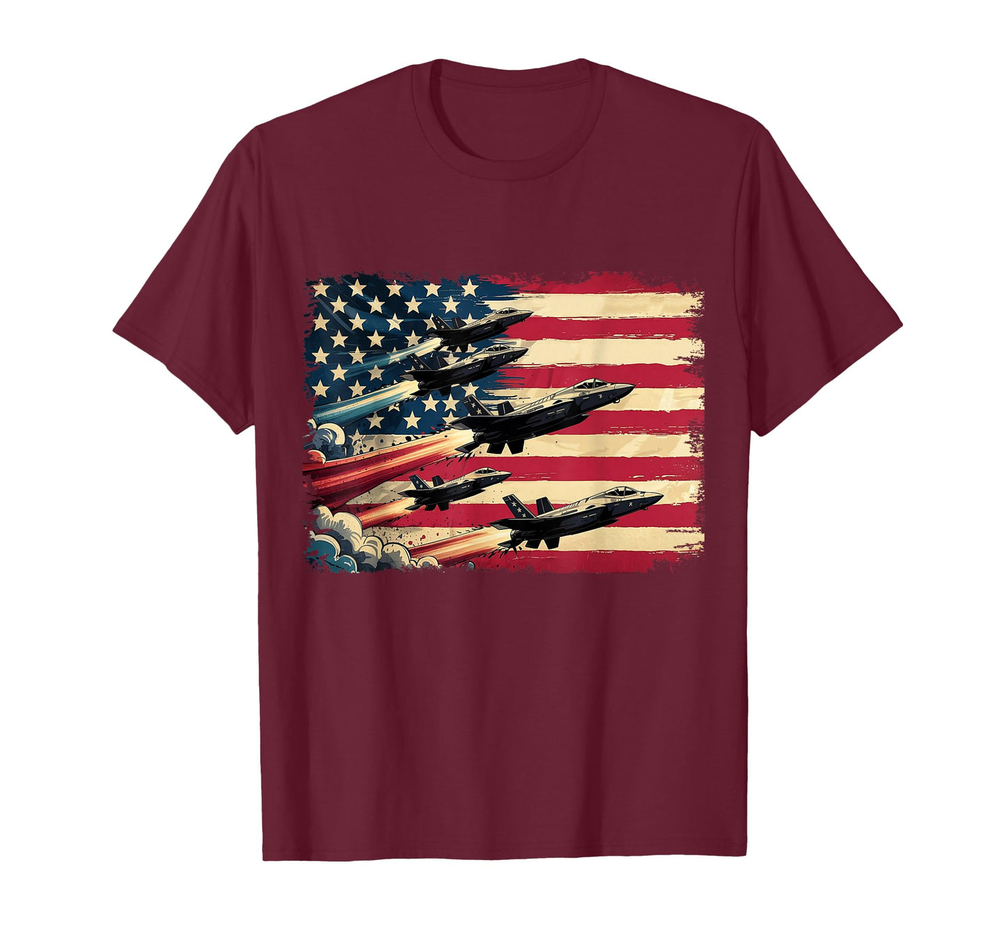 Vintage American Flag USA Fighter Jets 4th of July Patriotic T-Shirt