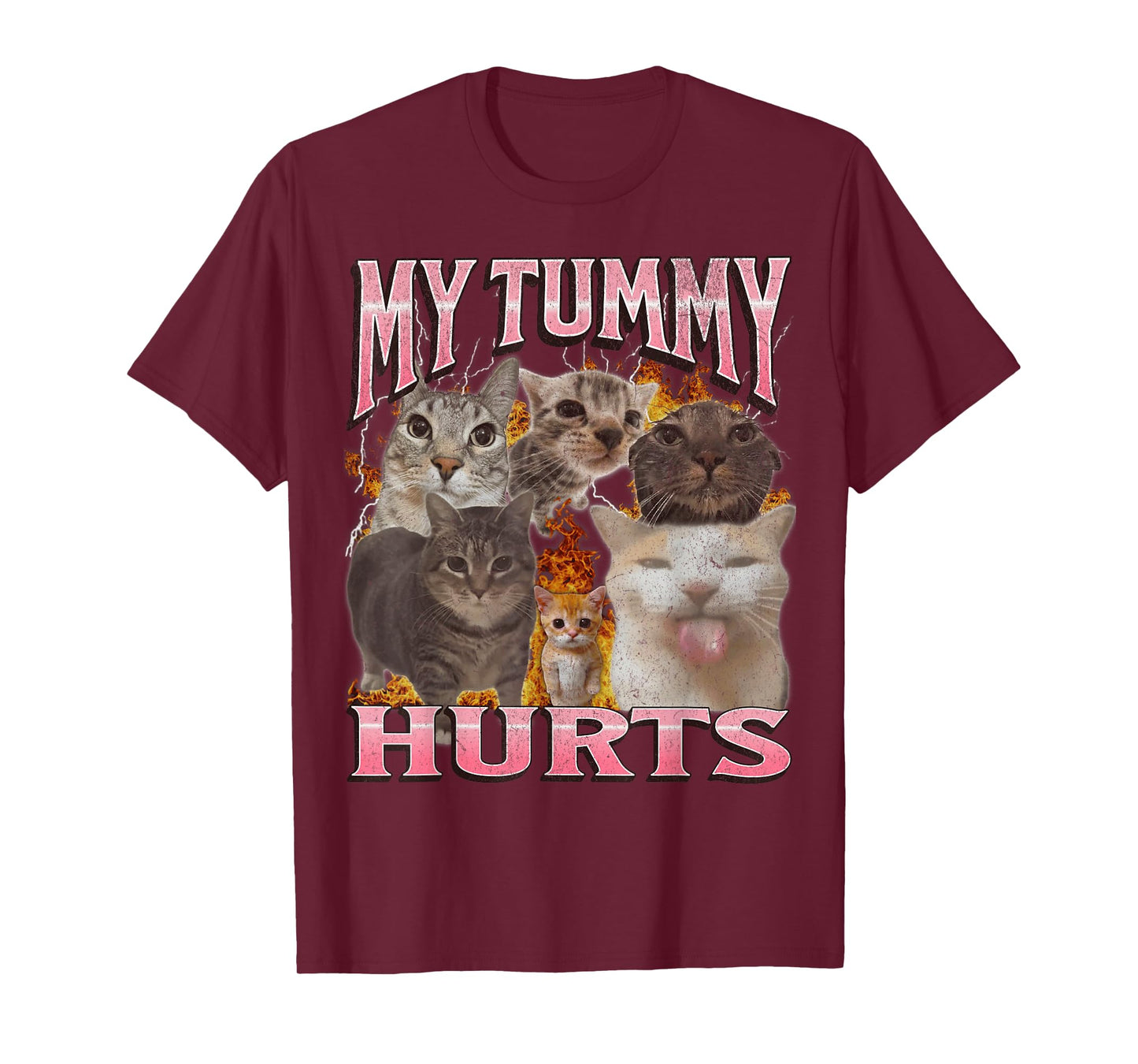 My Tummy Hurts Funny Cat Meme Bootleg Graphic T-Shirt