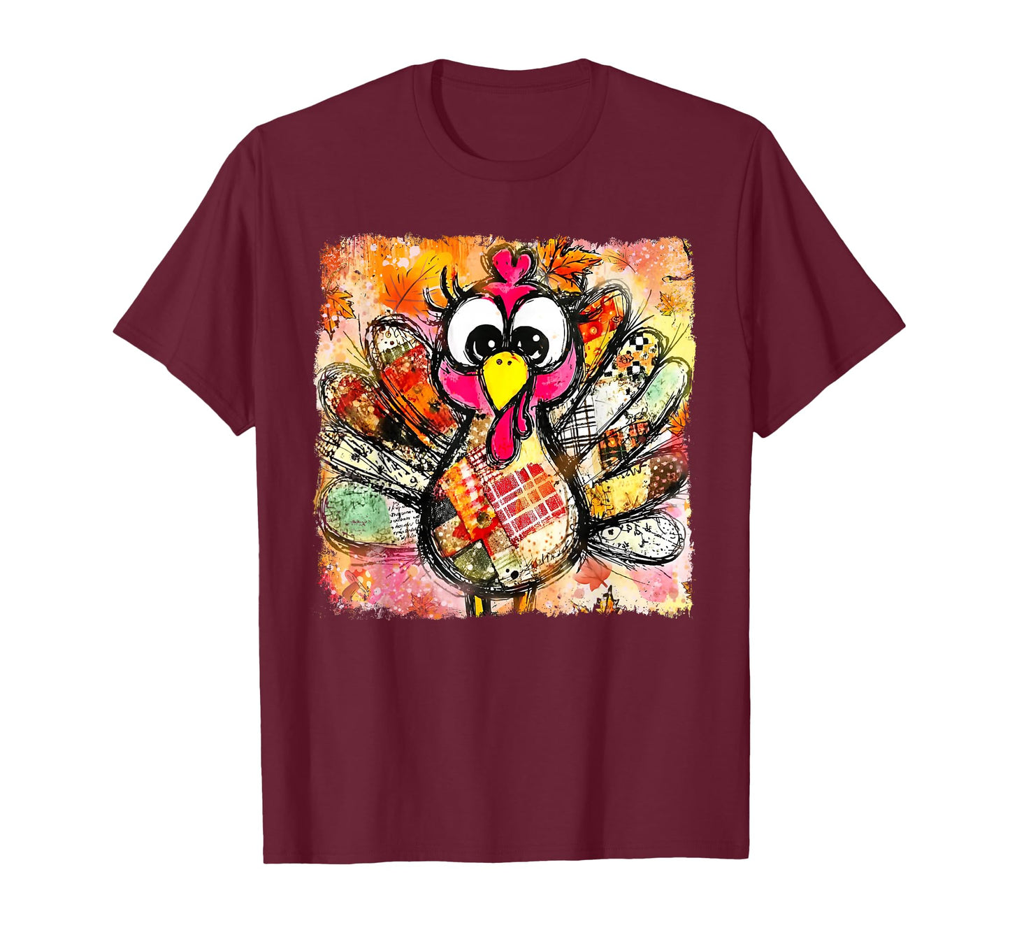 Thanksgiving Thankful Funny Turkey Brushstroke Watercolor T-Shirt