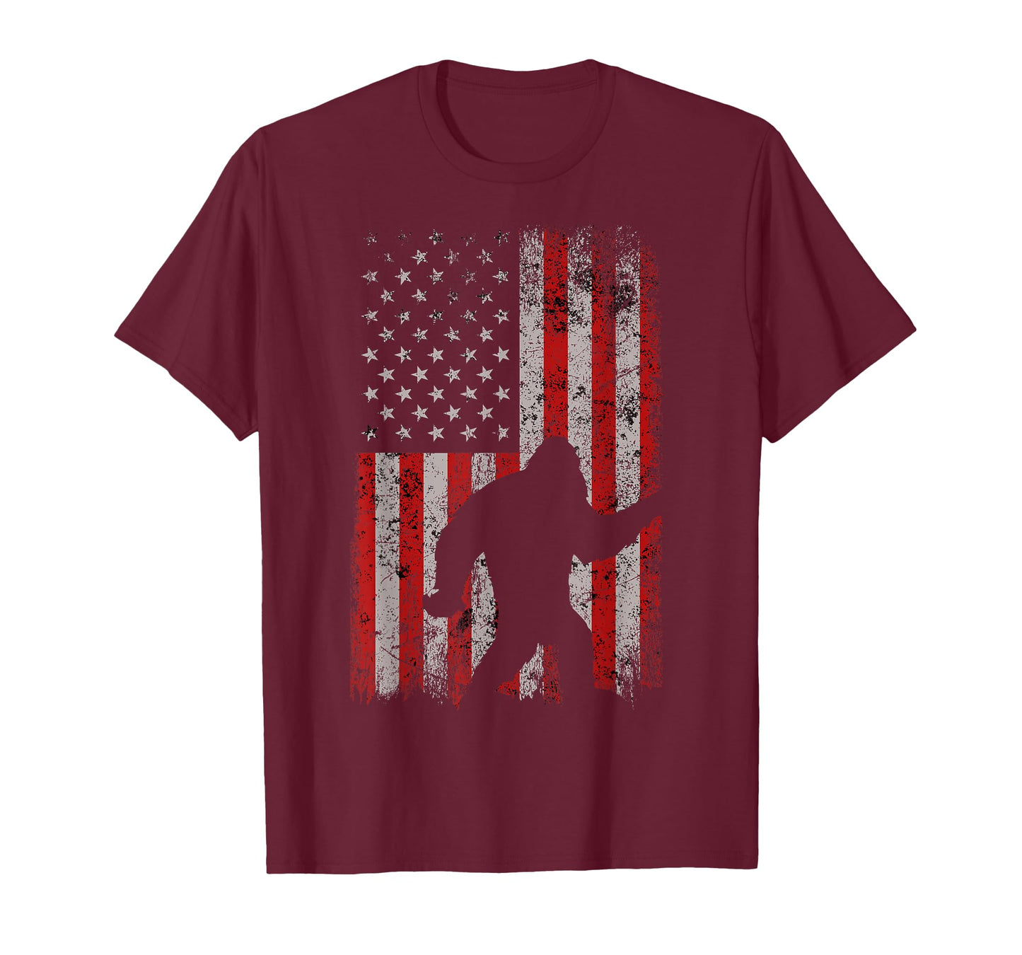 Patriotic American Flag Sasquatch Lover Gift Bigfoot Vintage T-Shirt