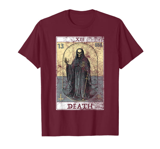 Vintage Death Tarot Card Skeleton Occult Satanic Horror Men T-Shirt