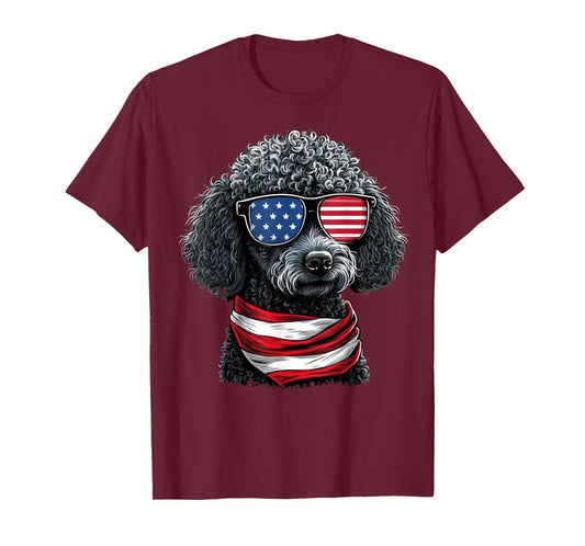 USA 4th Of July Toy Poodle on Patriotic American Poodle T-Shirt