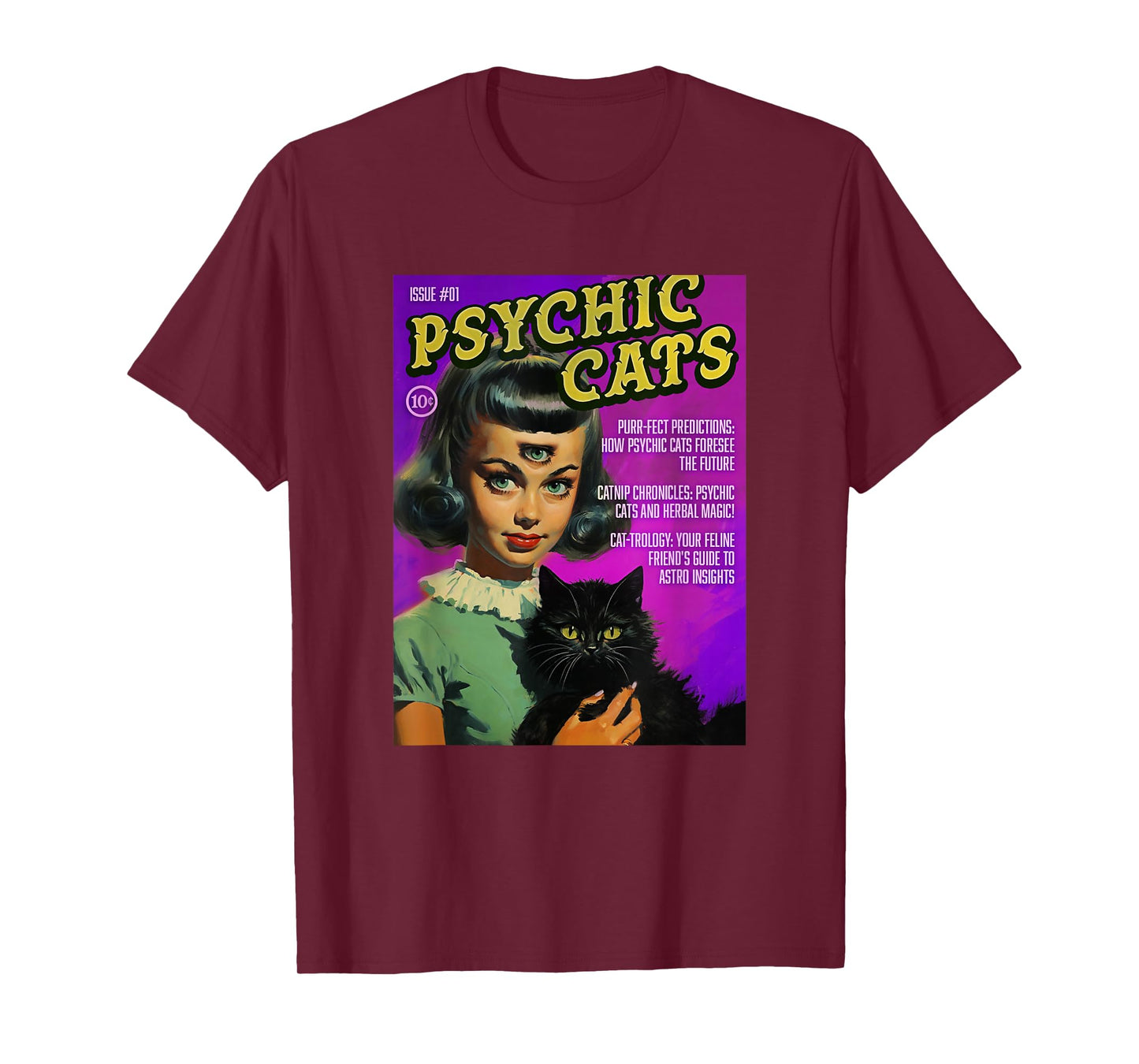 Psychic Cats 1950s Magazine Comic Cover T-Shirt