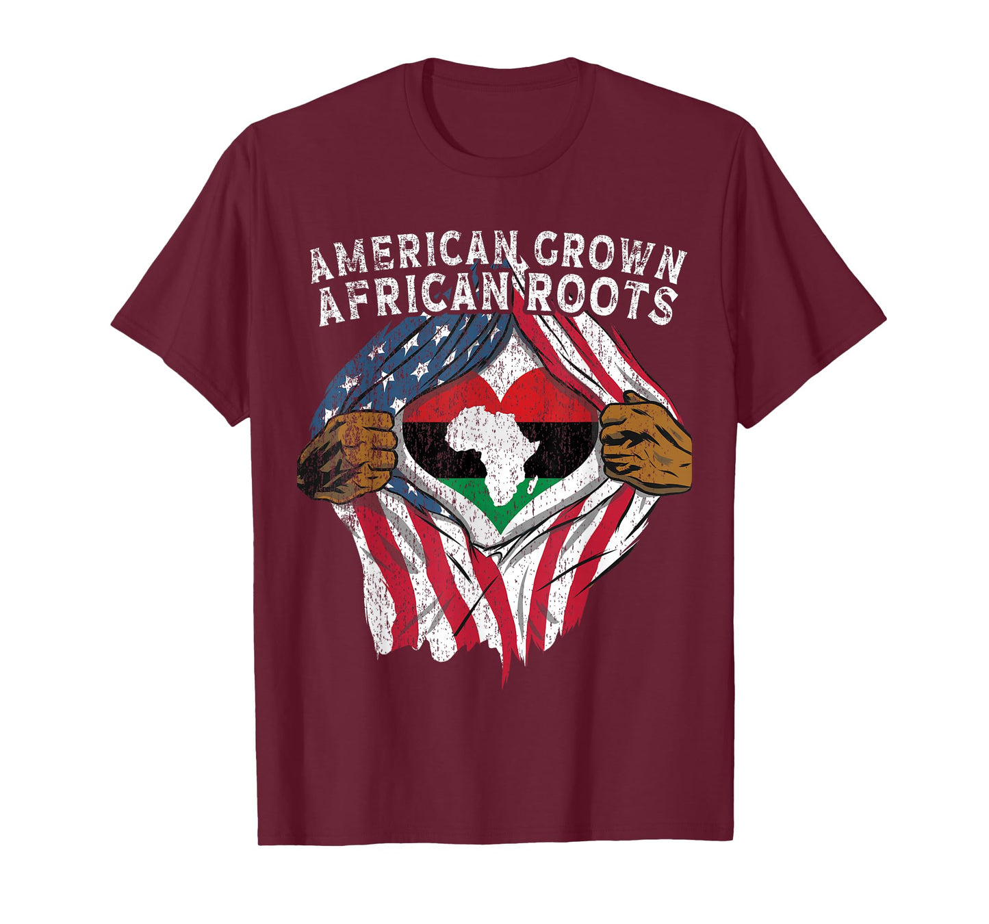 American Grown African Roots USA African Flag Patriotic T-Shirt