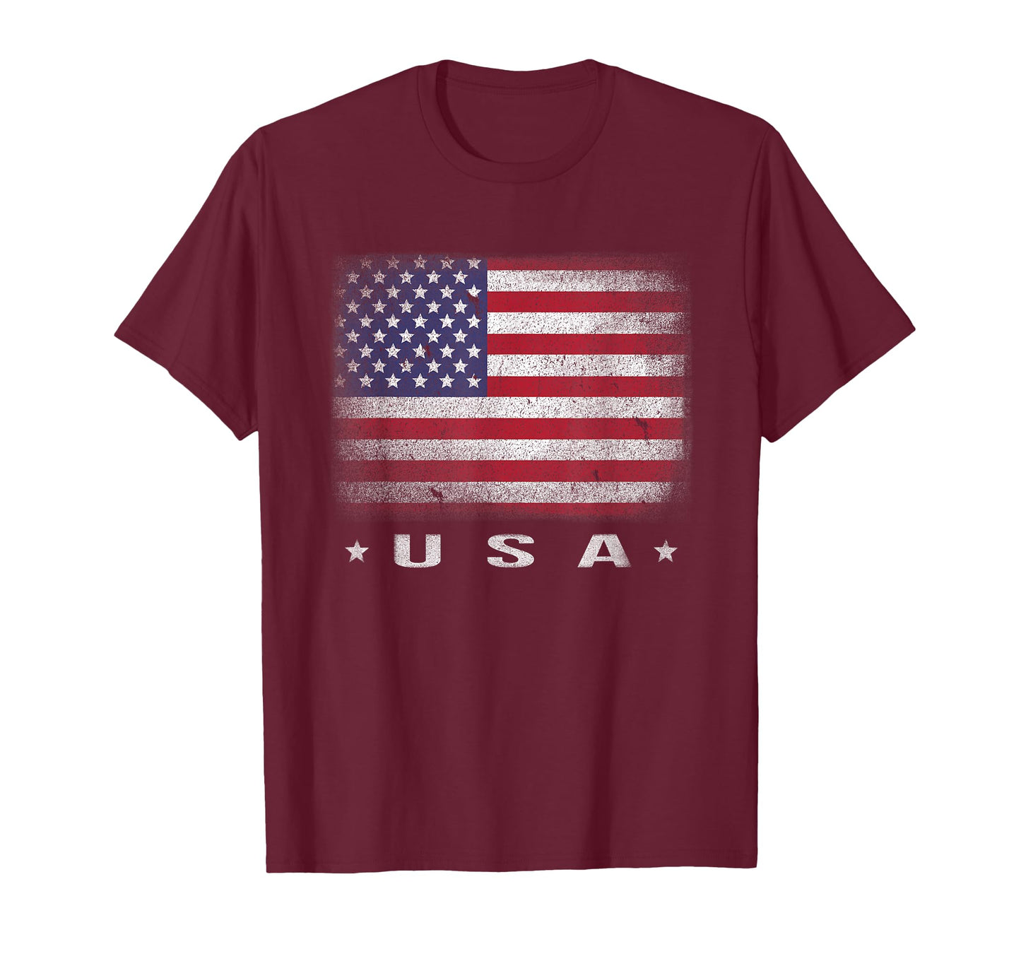 American Flag USA July 4th White Blue Red Faded Stripe Star T-Shirt
