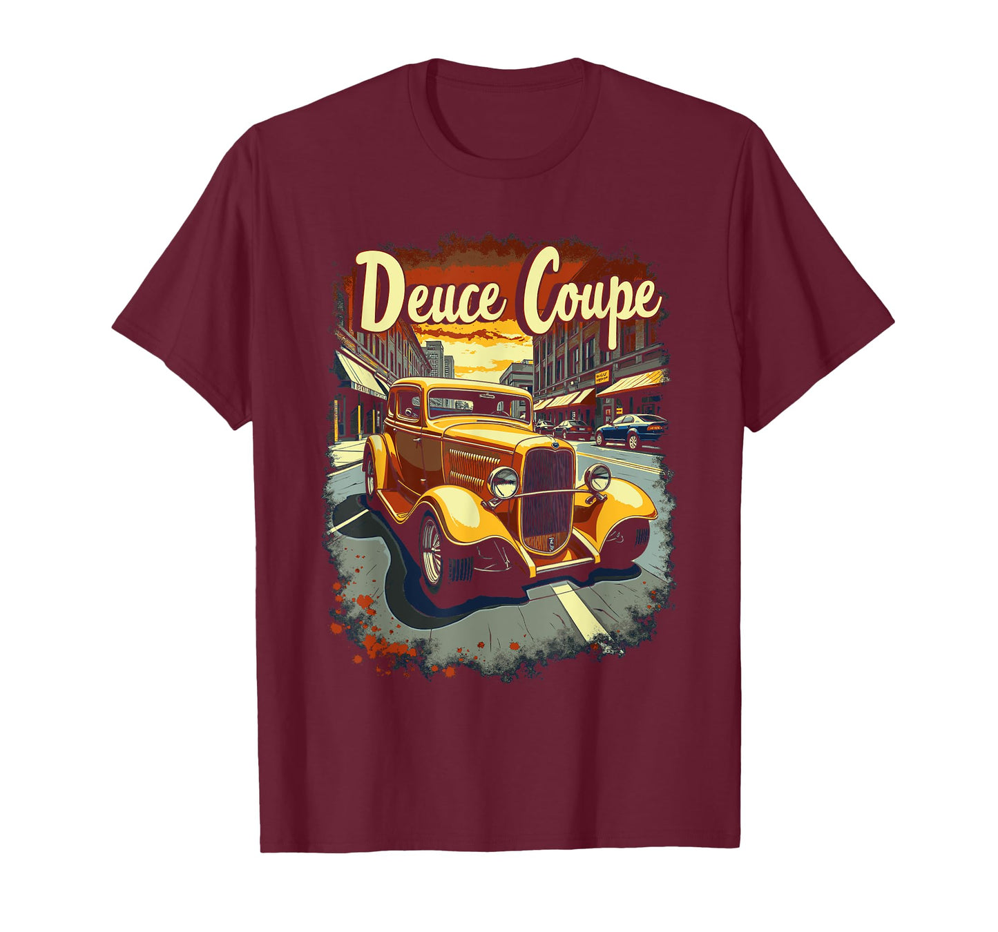 1932 American Street Scene 5 Window Deuce Coupe Hot Rod T-Shirt
