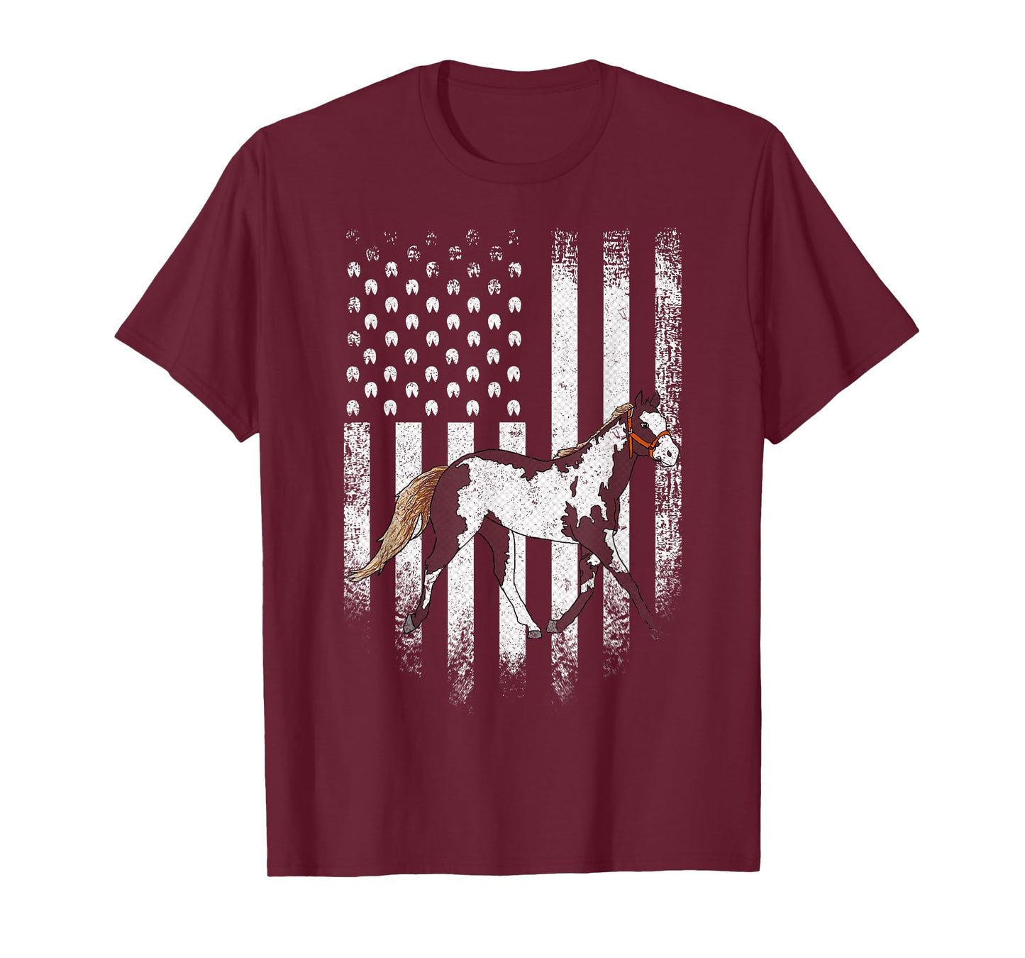 Vintage USA American Flag American Paint Horse Riding Funny T-Shirt for Women Kids Men