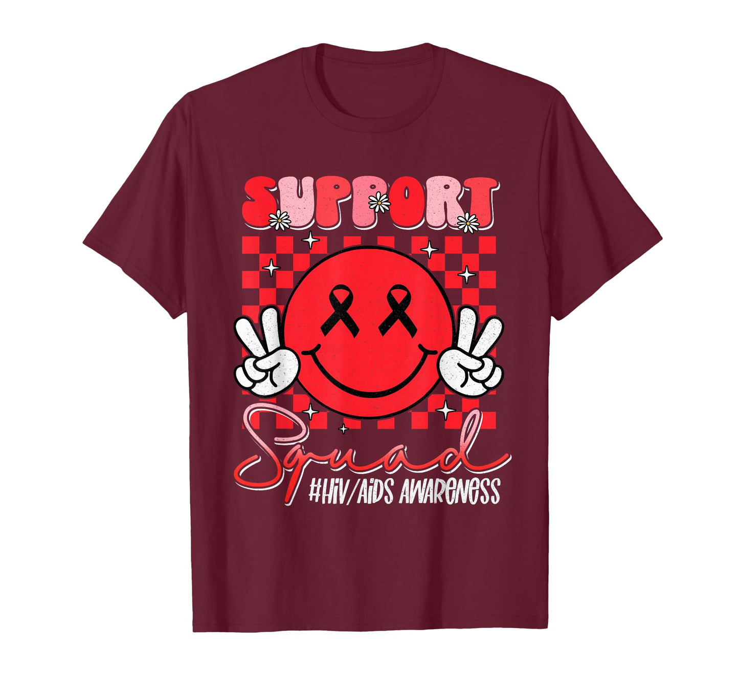 Aids Support Smile Face World Aids Day Hiv Aids Awareness T-Shirt