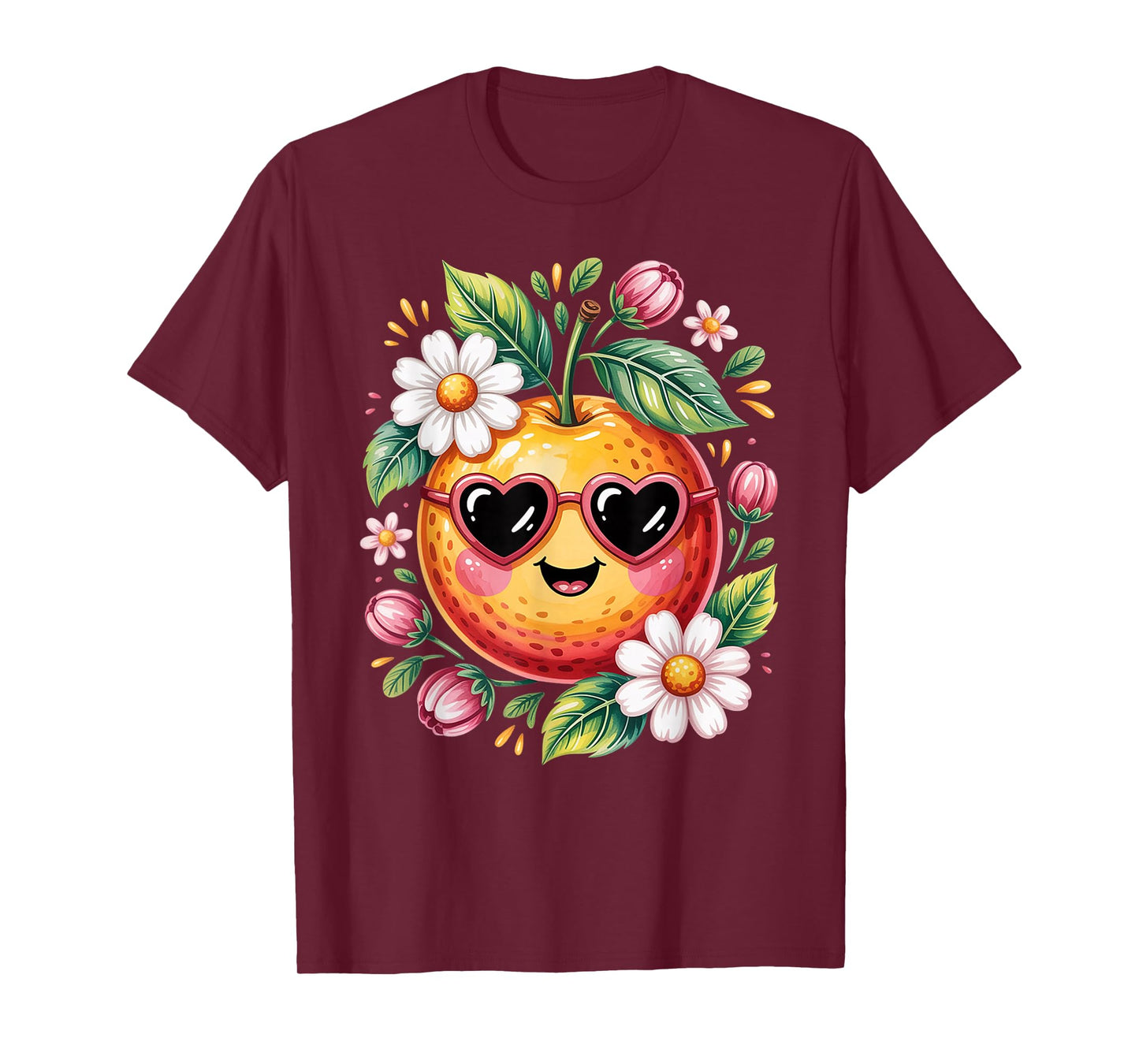 Cute Orange with Flower for Women & Girls - Oranges Fruit T-Shirt