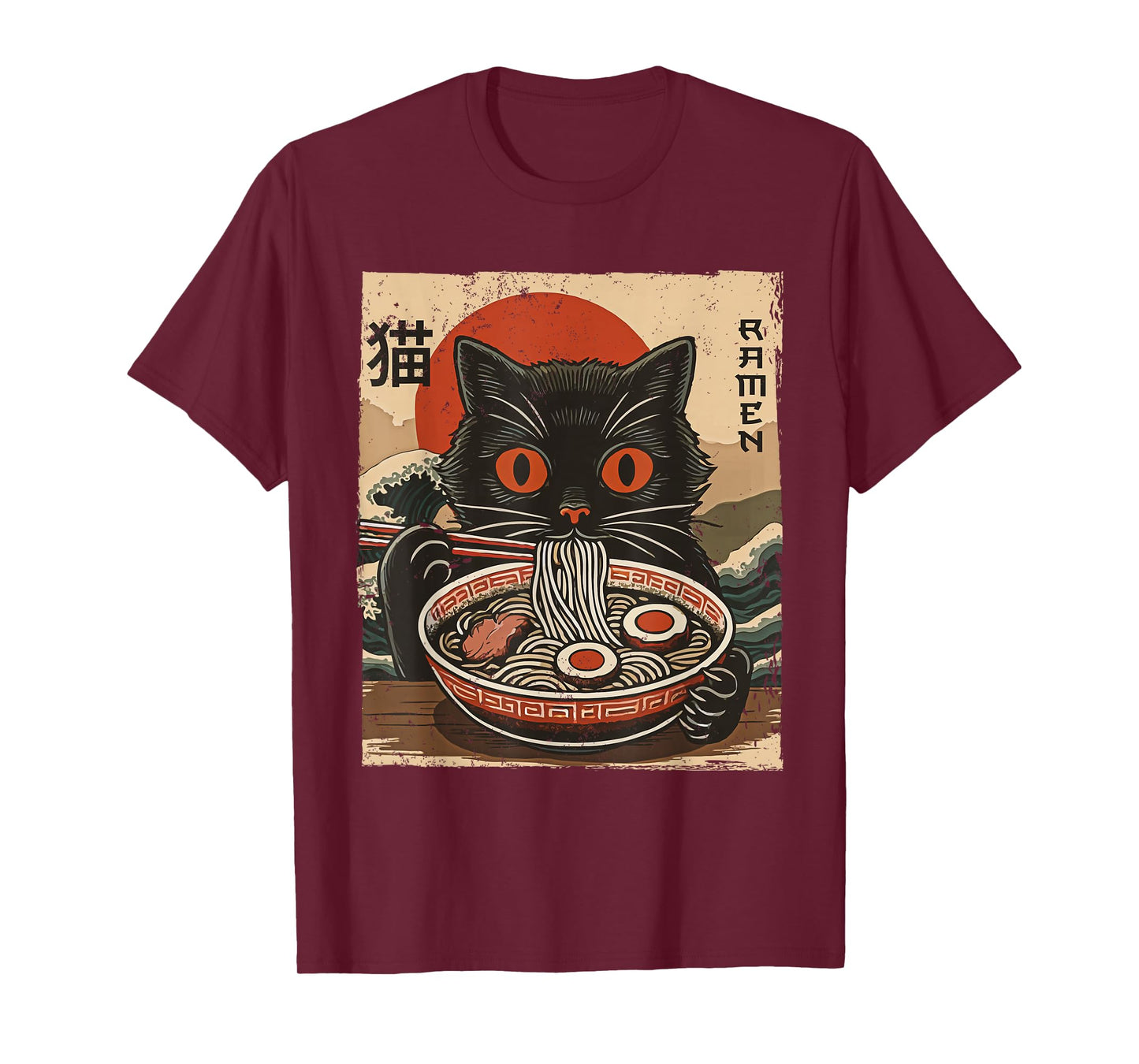 Kawaii Anime Cat Ramen Japanese Funny Graphic Tee Cat Lovers T-Shirt