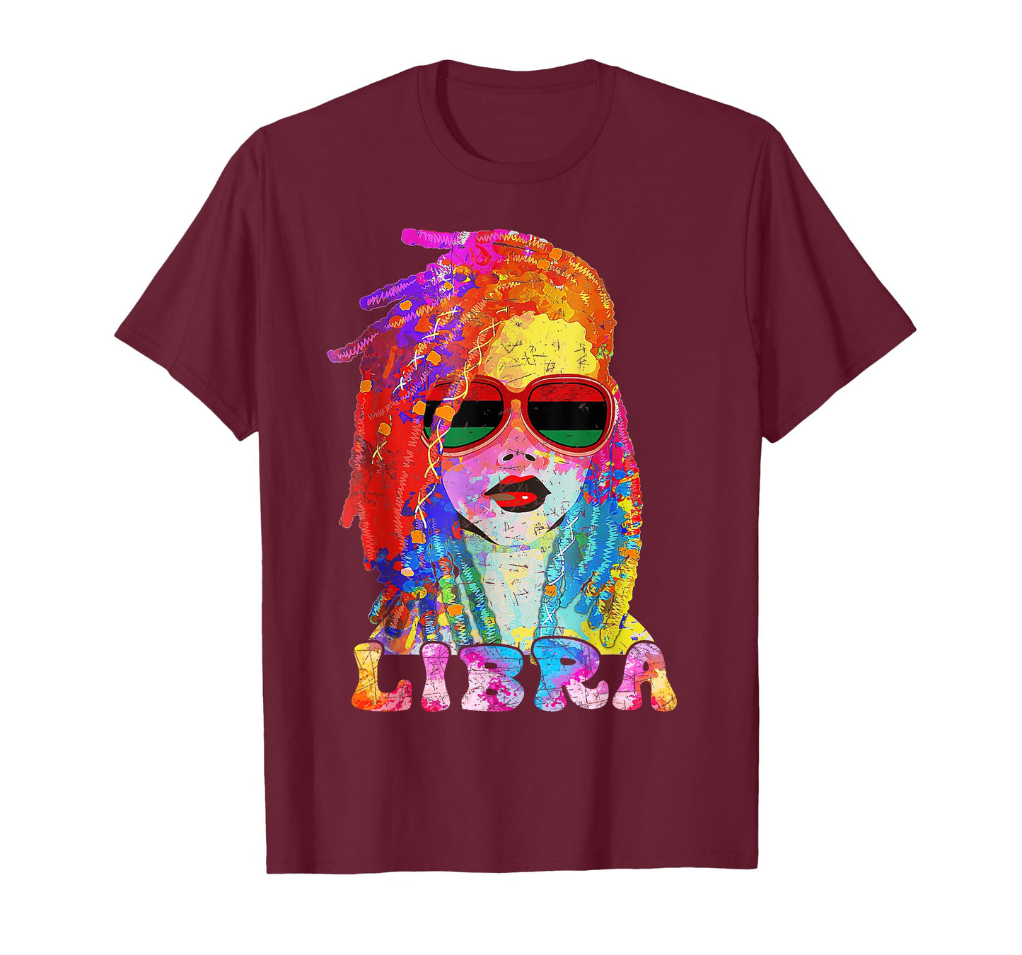 Libra Girl Loc'd Hair Art Zodiac Birthday Black Woman T-Shirt