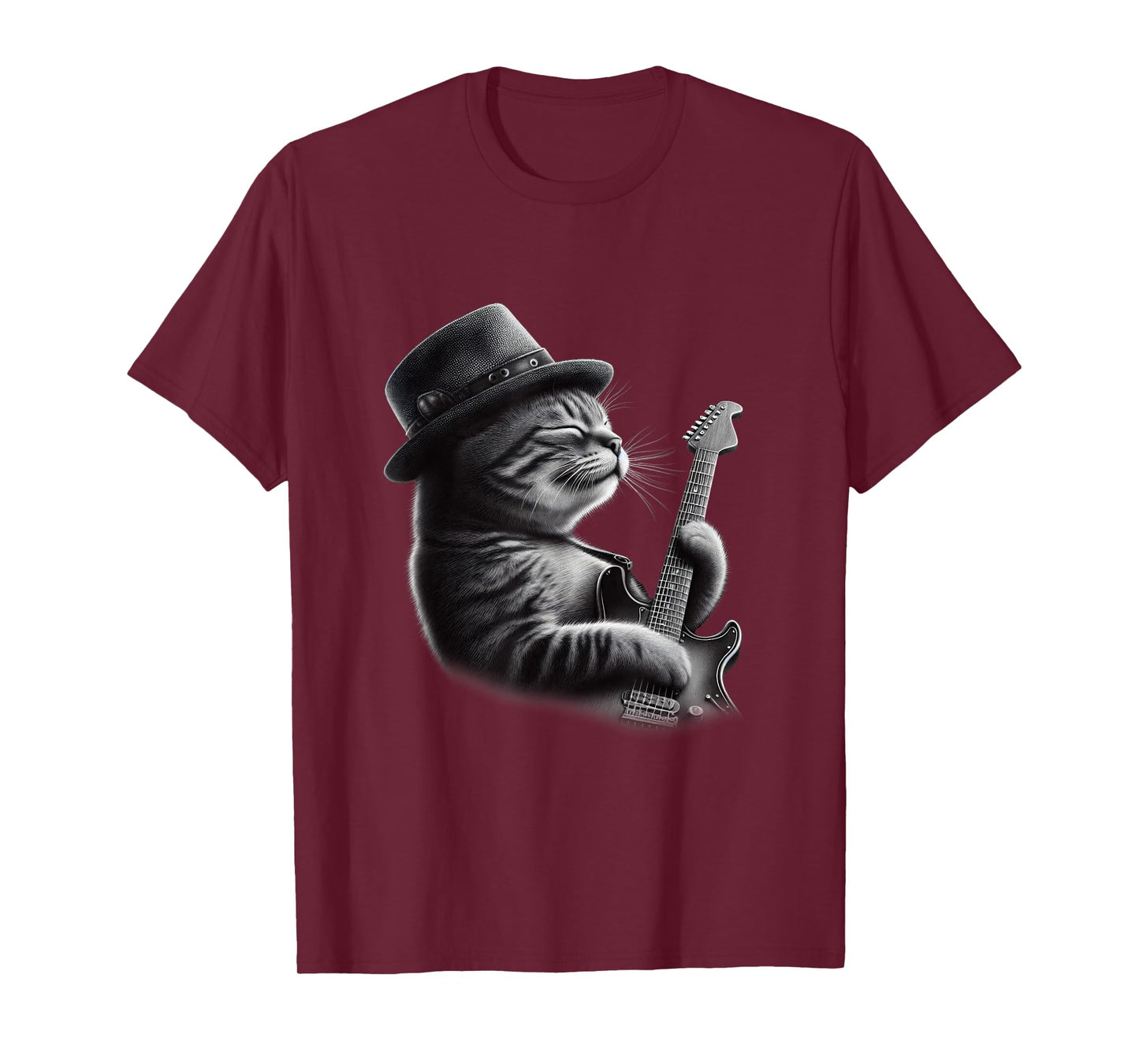 Cat Playing Guitar - Funny Rock Music Guitar Cat T-Shirt