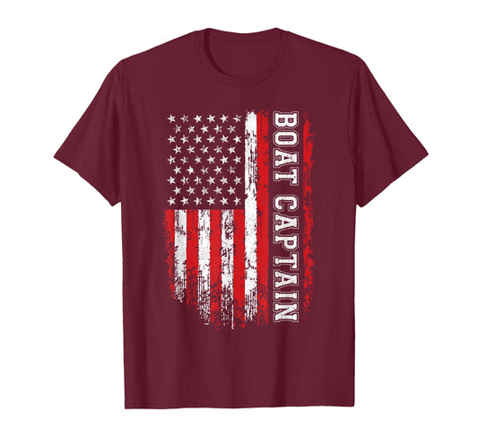 Boat Captain American Flag Boating T-Shirt