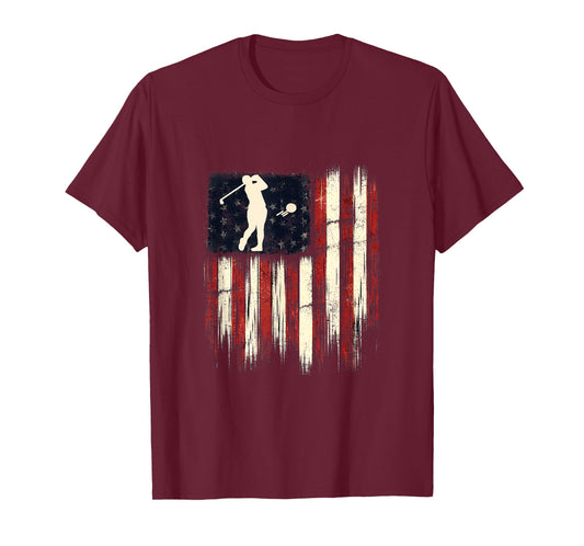 Patriotic Distressed Flag Gift For Men Kids Golf T-Shirt
