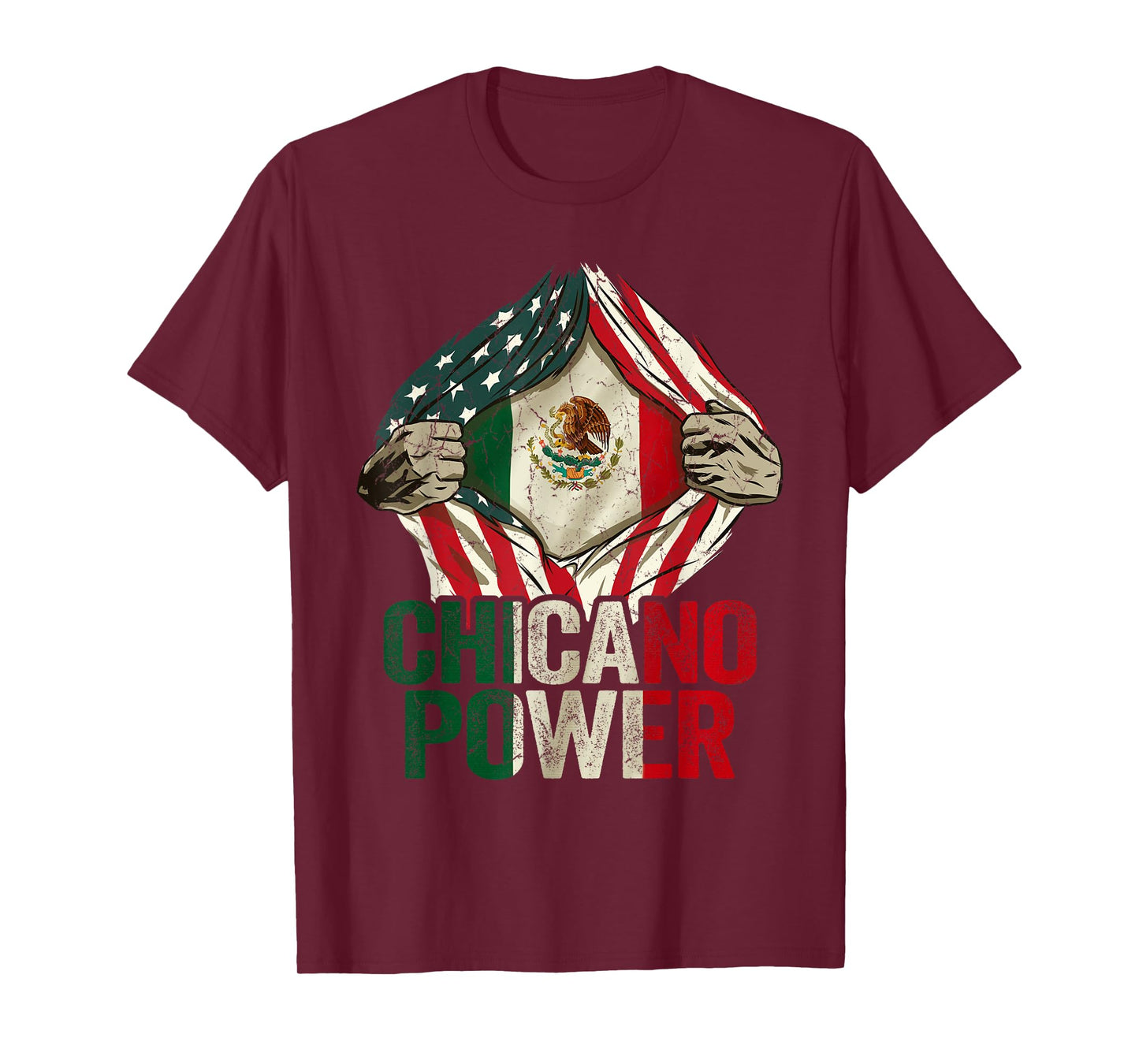 Chicano Shirt Funny USA Flag Mexican Flag Chicano Power T-Shirt