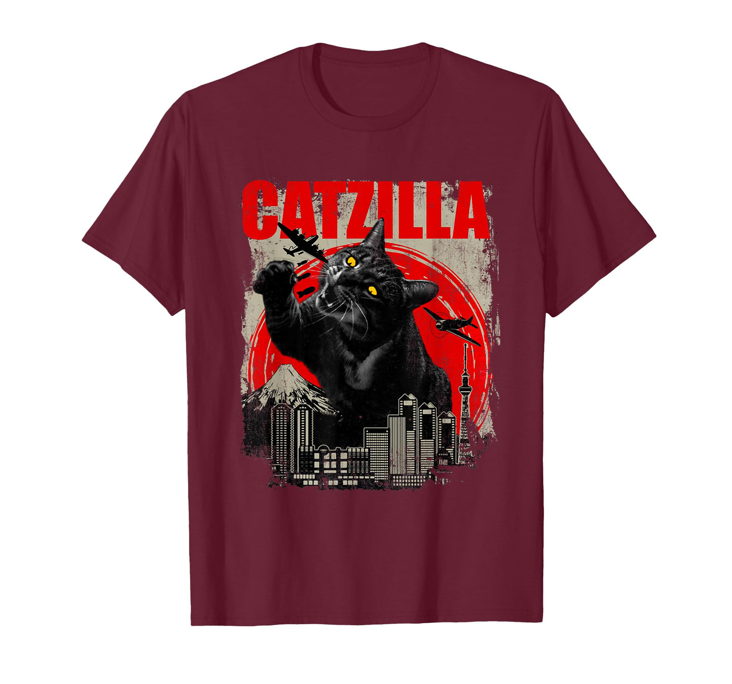 Catzilla - Funny Cat Lover Kitten Kitty Short Sleeve T-Shirt Small